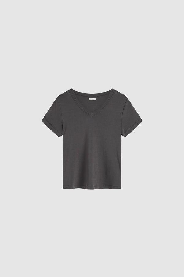 Organic Cotton V Neck Tee - Soot