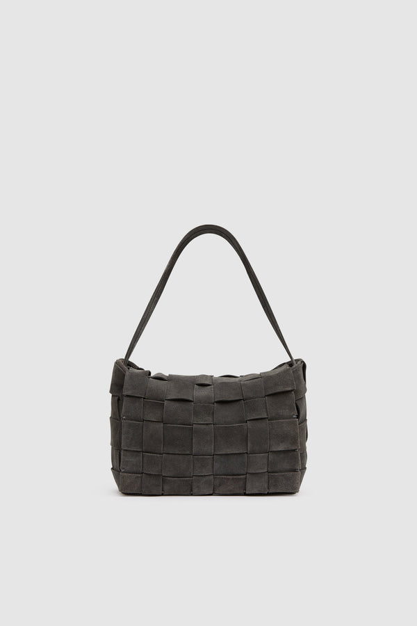 Suede Woven Envelope Mini Tote - Steel