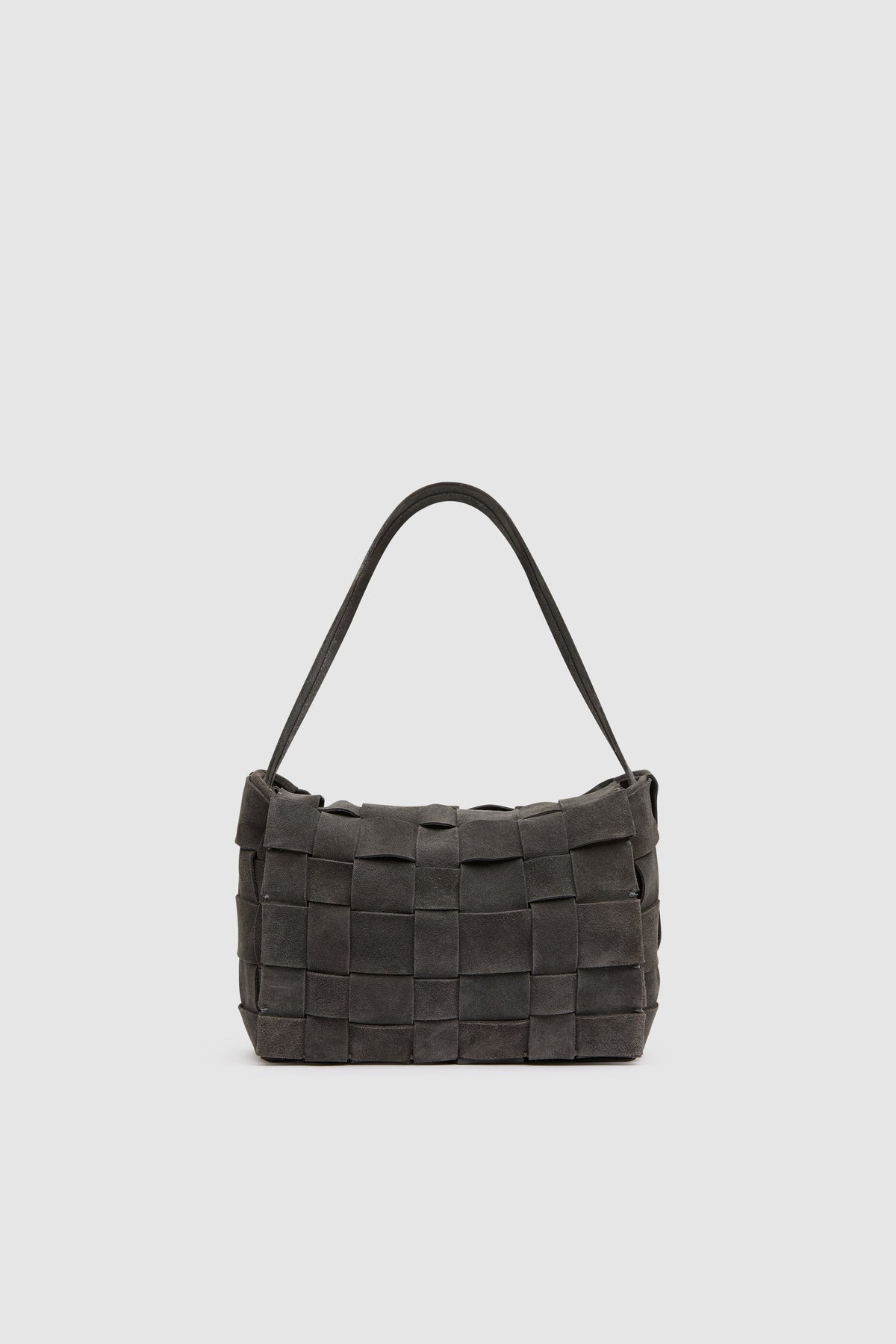 Suede Woven Envelope Mini Tote - Steel
