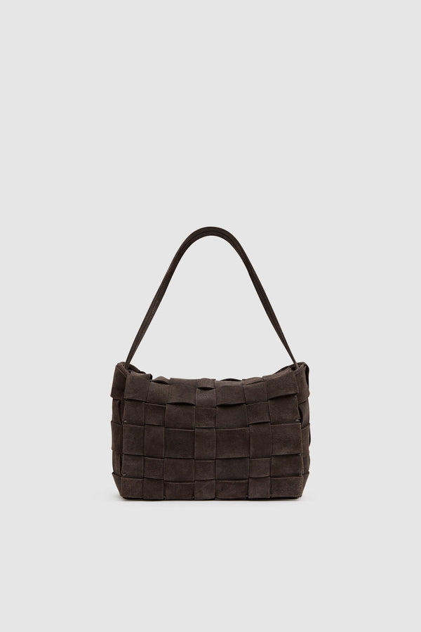 Suede Woven Envelope Mini Tote - Coffee