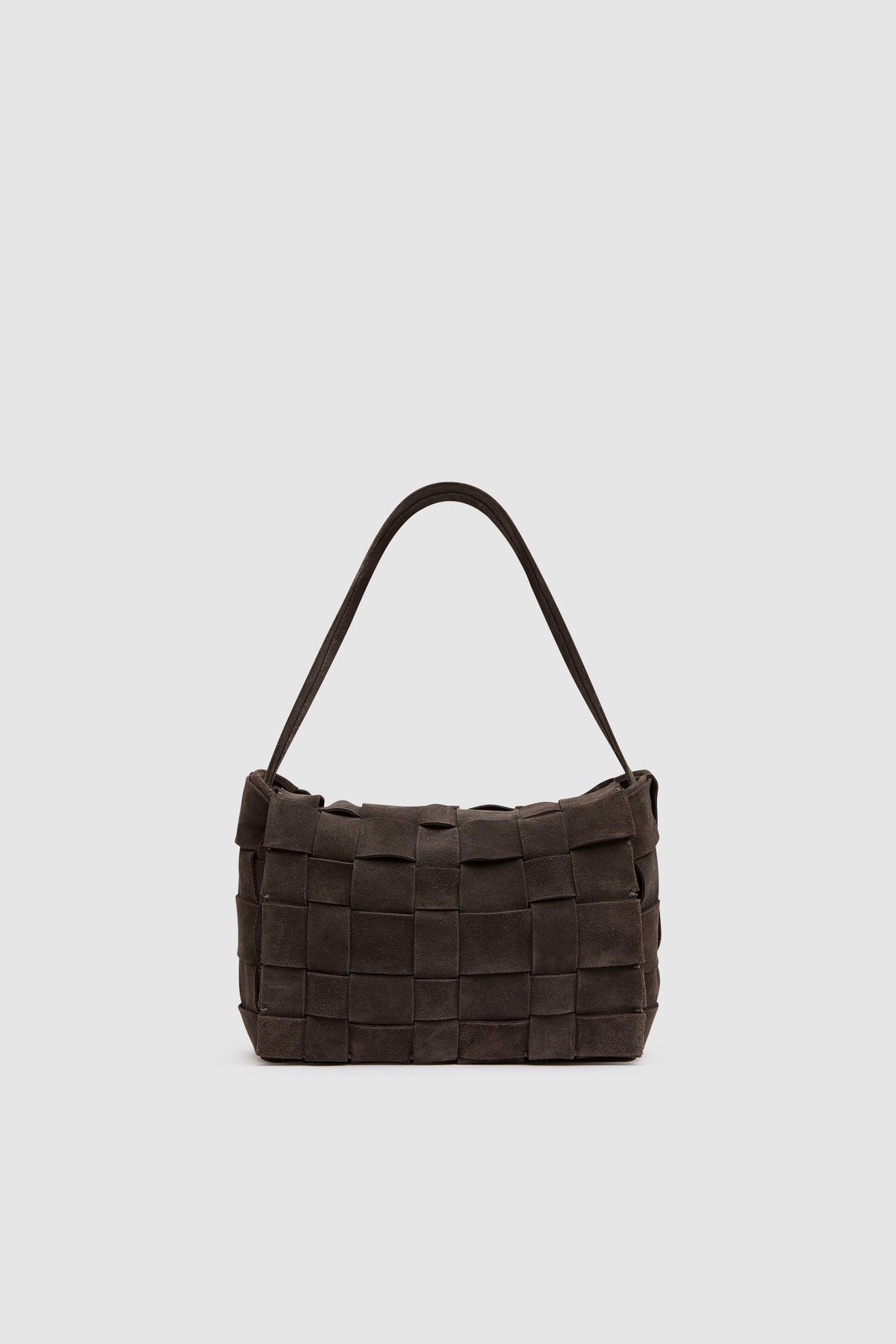 Suede Woven Envelope Mini Tote - Coffee