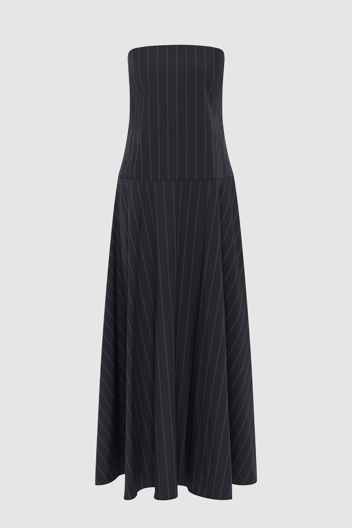 Strapless Rouleau Dress - Ink Stripe