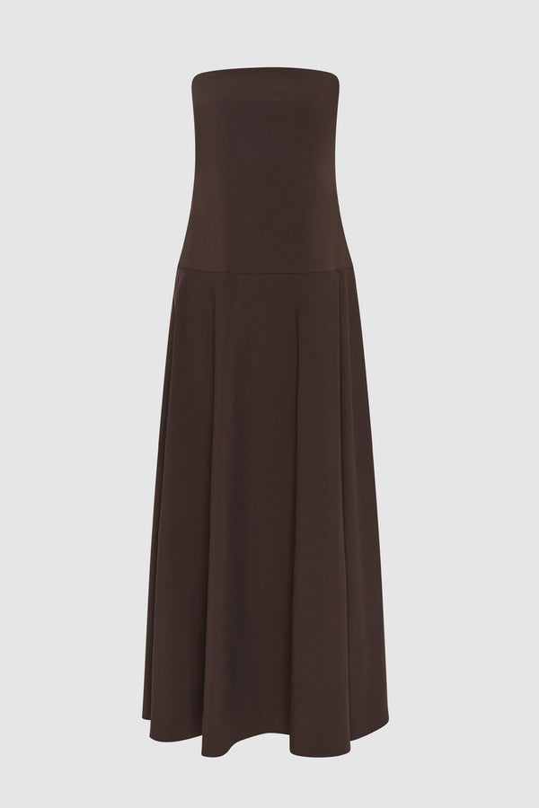 Strapless Rouleau Dress - Bark