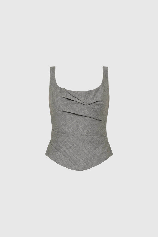 Wool Draped Bodice - Cobblestone