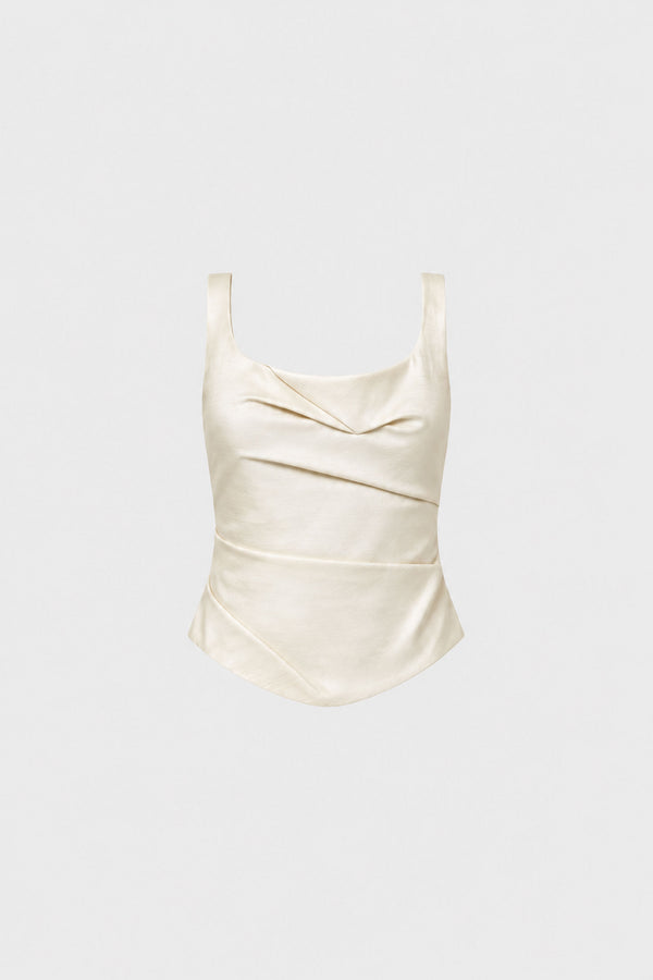 Raw Silk Draped Bodice - Cloud Cream