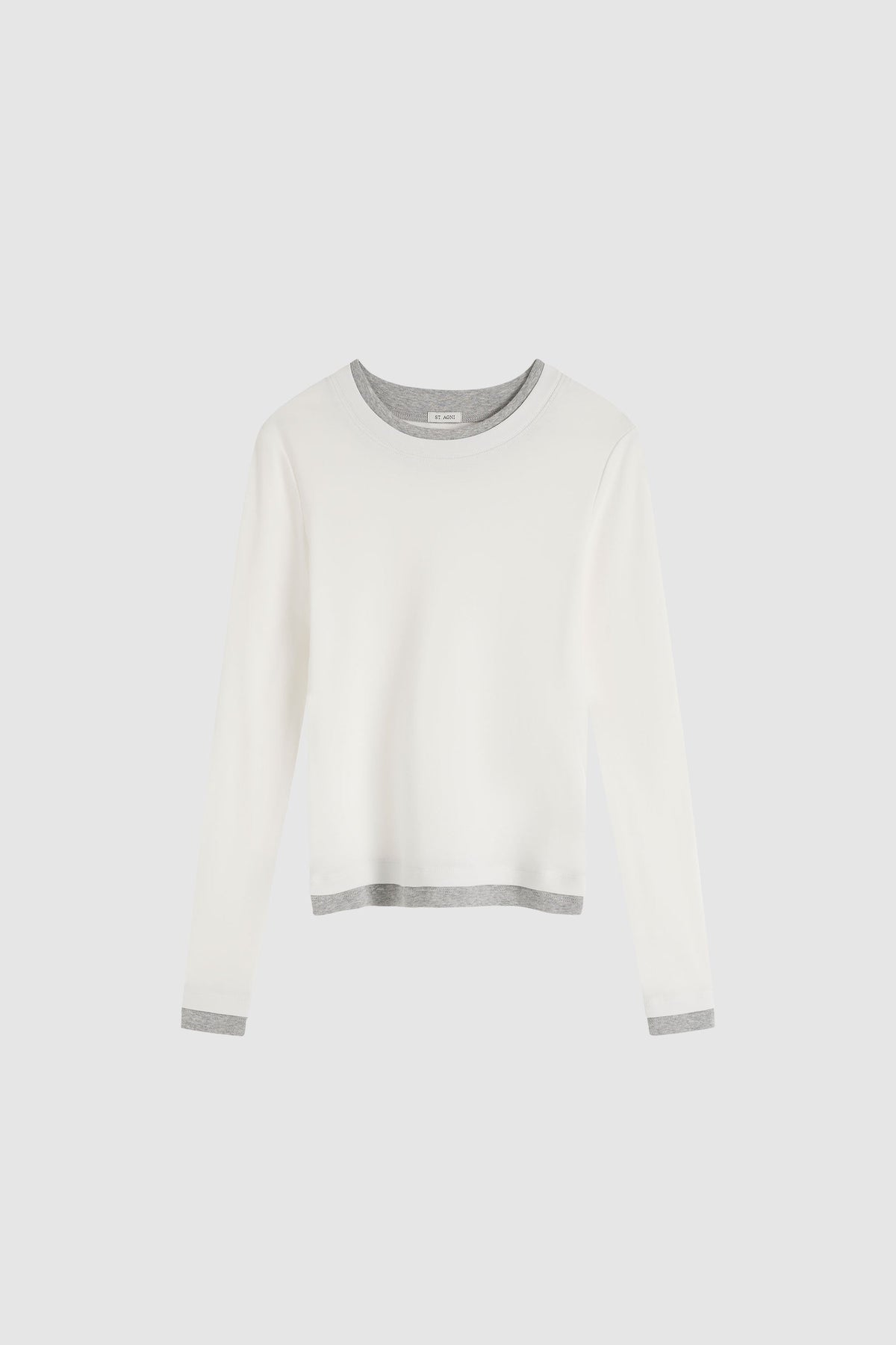 Organic Cotton Layered Long Sleeve Top - White