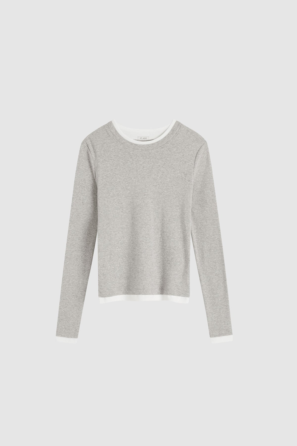 Organic Cotton Layered Long Sleeve Top - Grey Marle