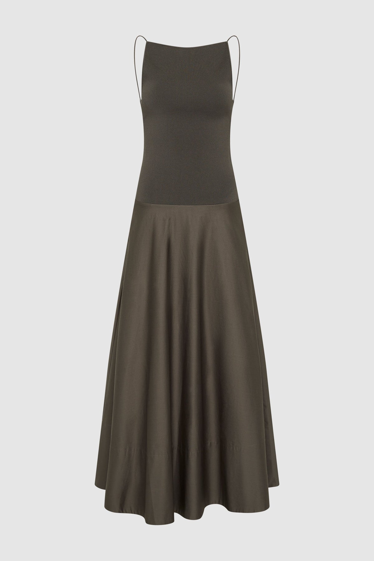 Backless Circle Hem Dress - Khaki