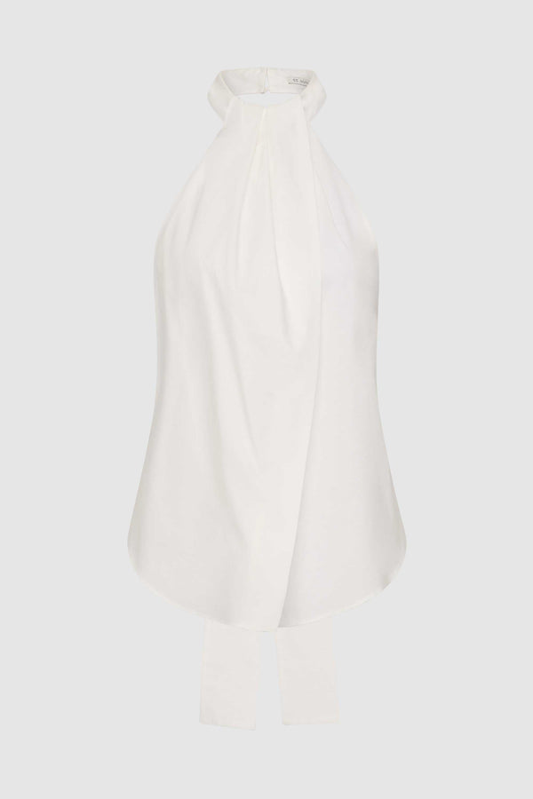 Oxford Halter Tie Back Top - White