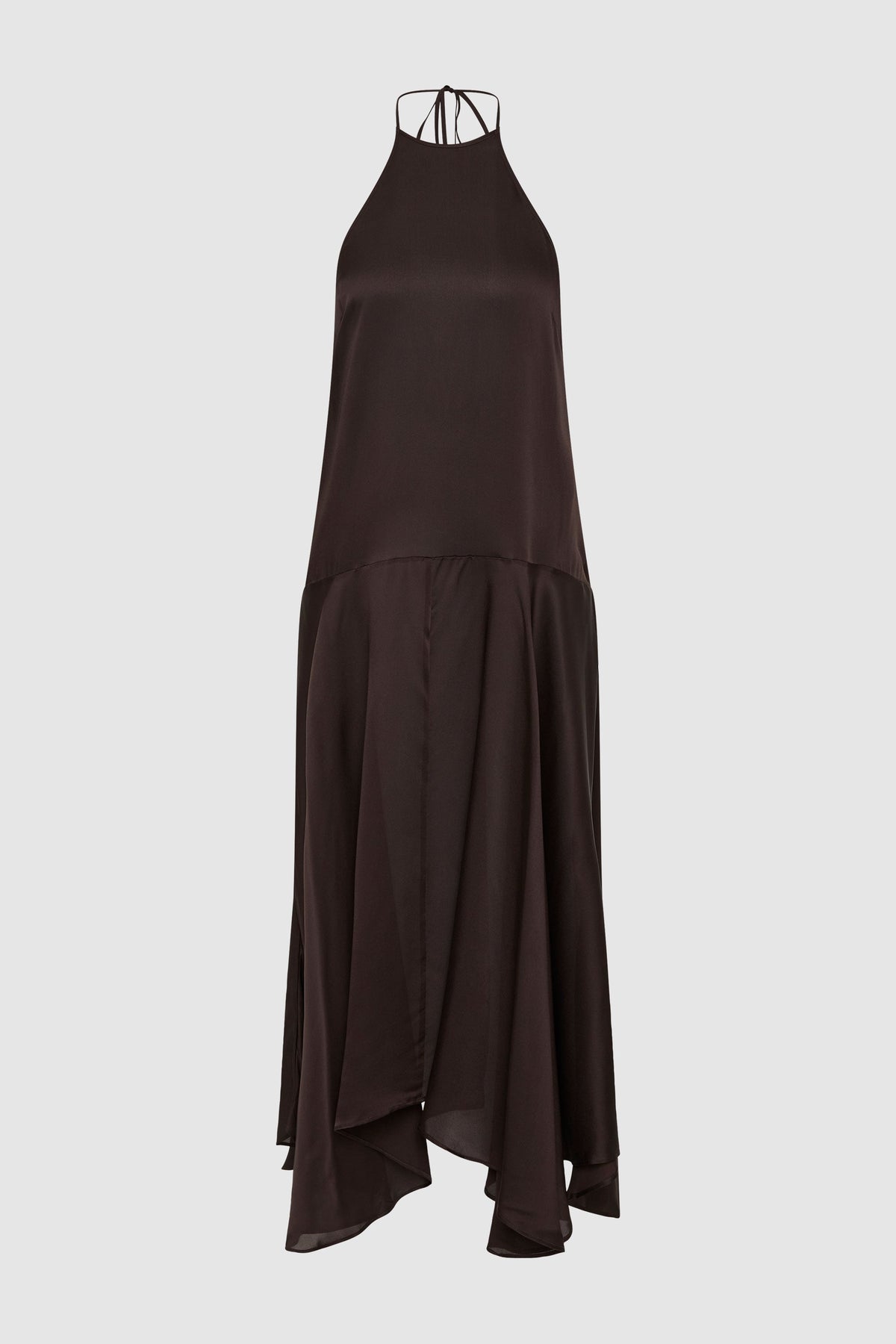 Silk Handkerchief Halter Dress - Bark