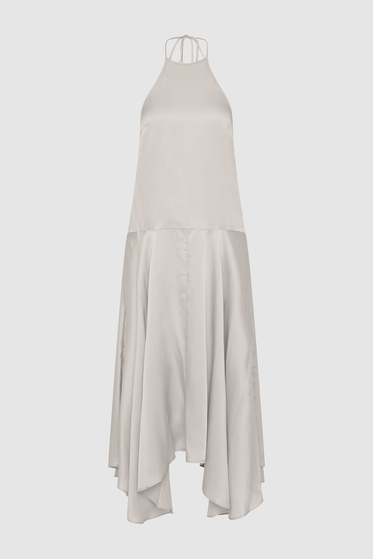 Silk Handkerchief Halter Dress - Stone