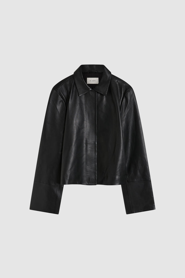 Leather Minimal Jacket - Black