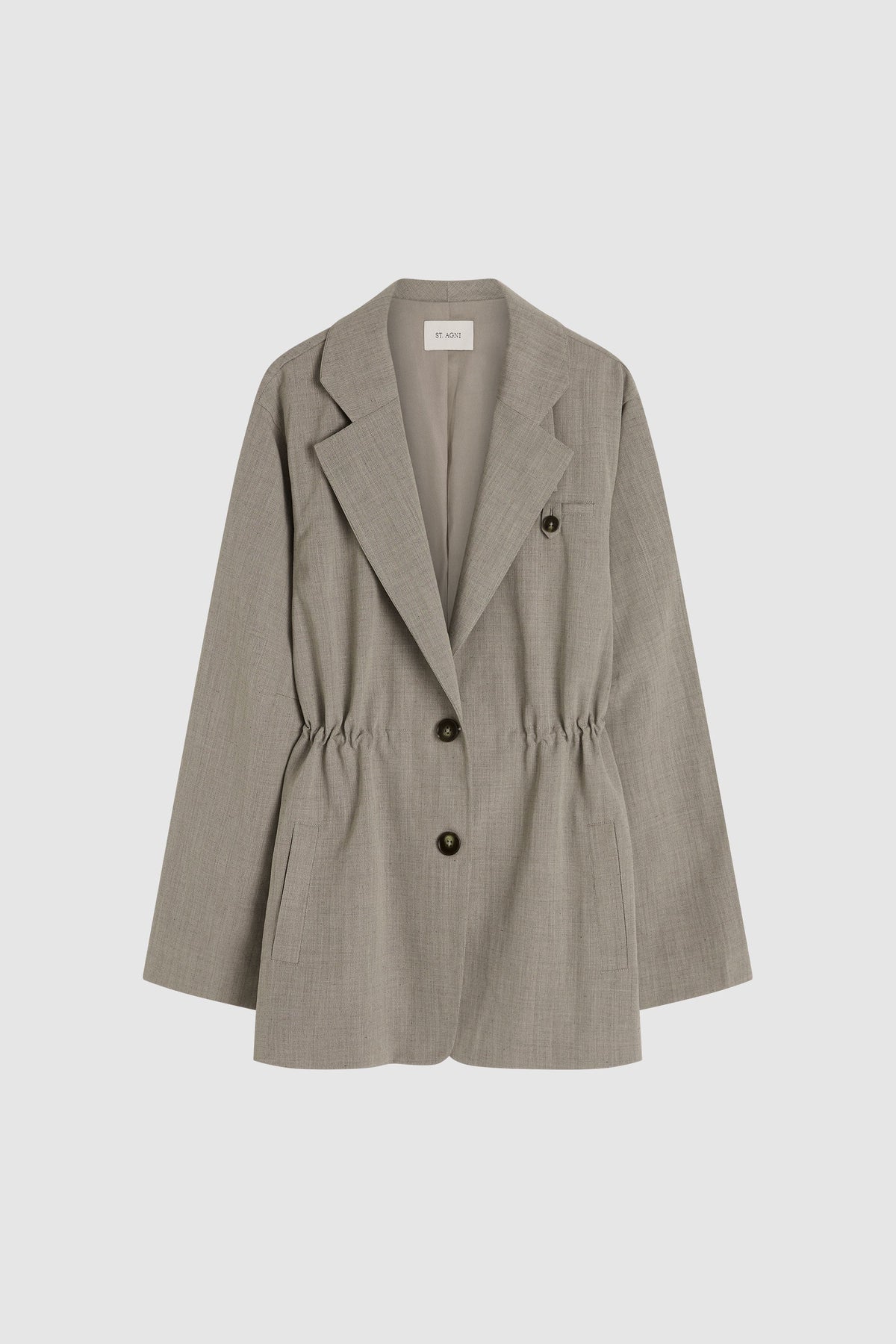 Drawstring Waist Blazer - Pebble Melange