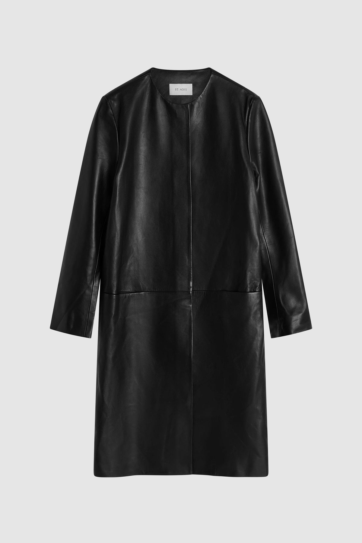 Leather Minimal Coat - Black