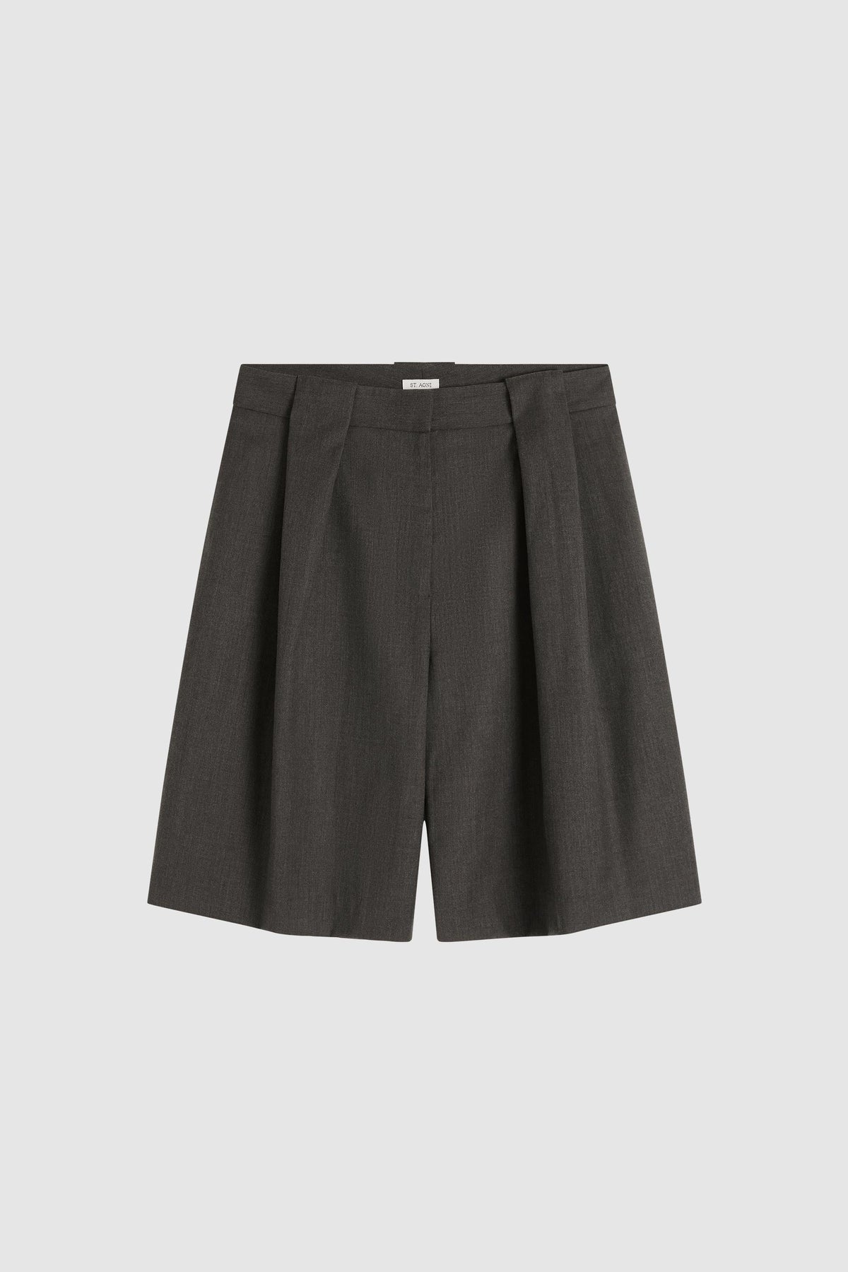Wool Pleat Loop Shorts - Mulch