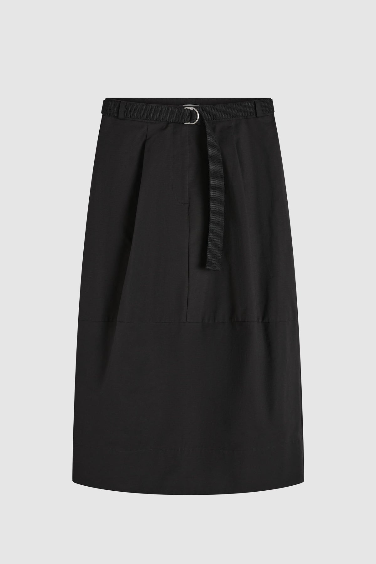 Canvas Pleat Cocoon Skirt - Black