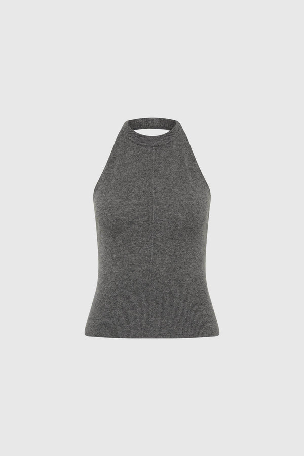 Cashmere Halter Top - Smoked Melange