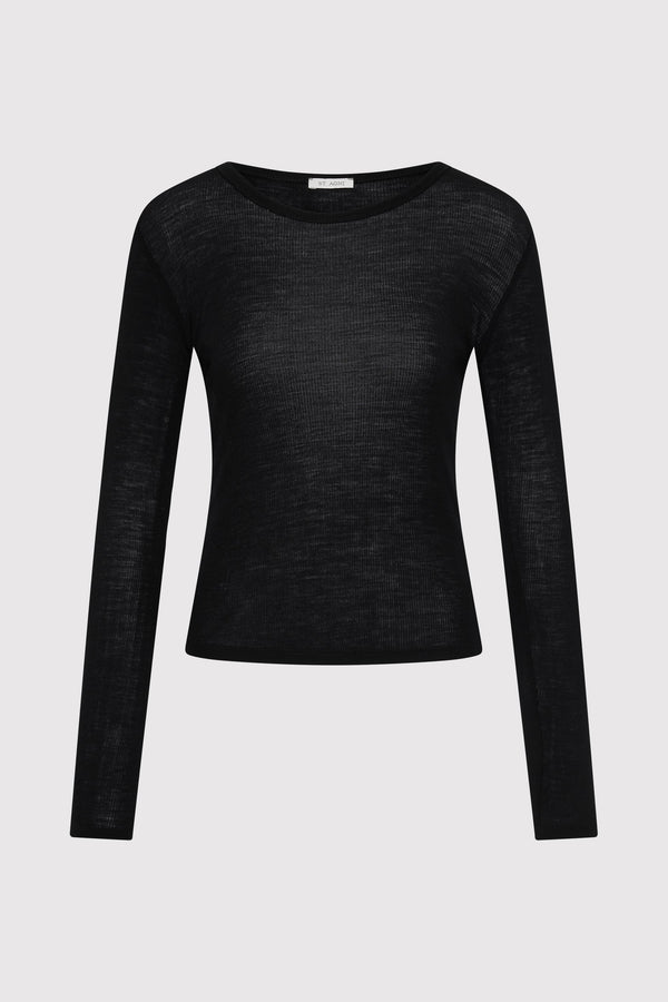 Baby Wool Long Sleeve Top - Black