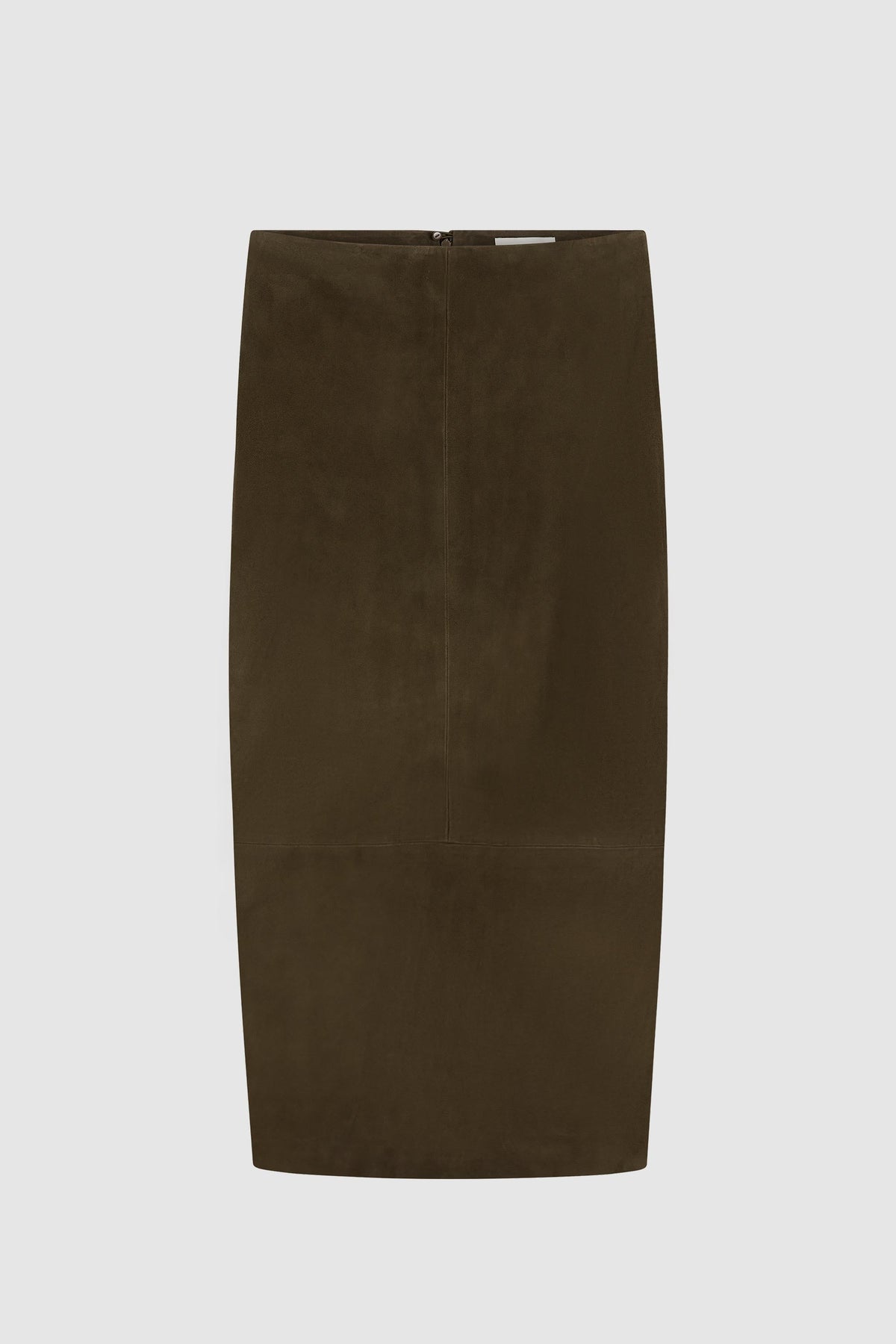 Suede Column Skirt - Khaki