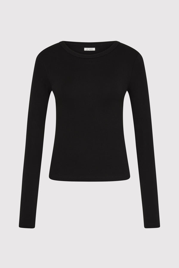 Organic Cotton Long Sleeve Top - Jet Black