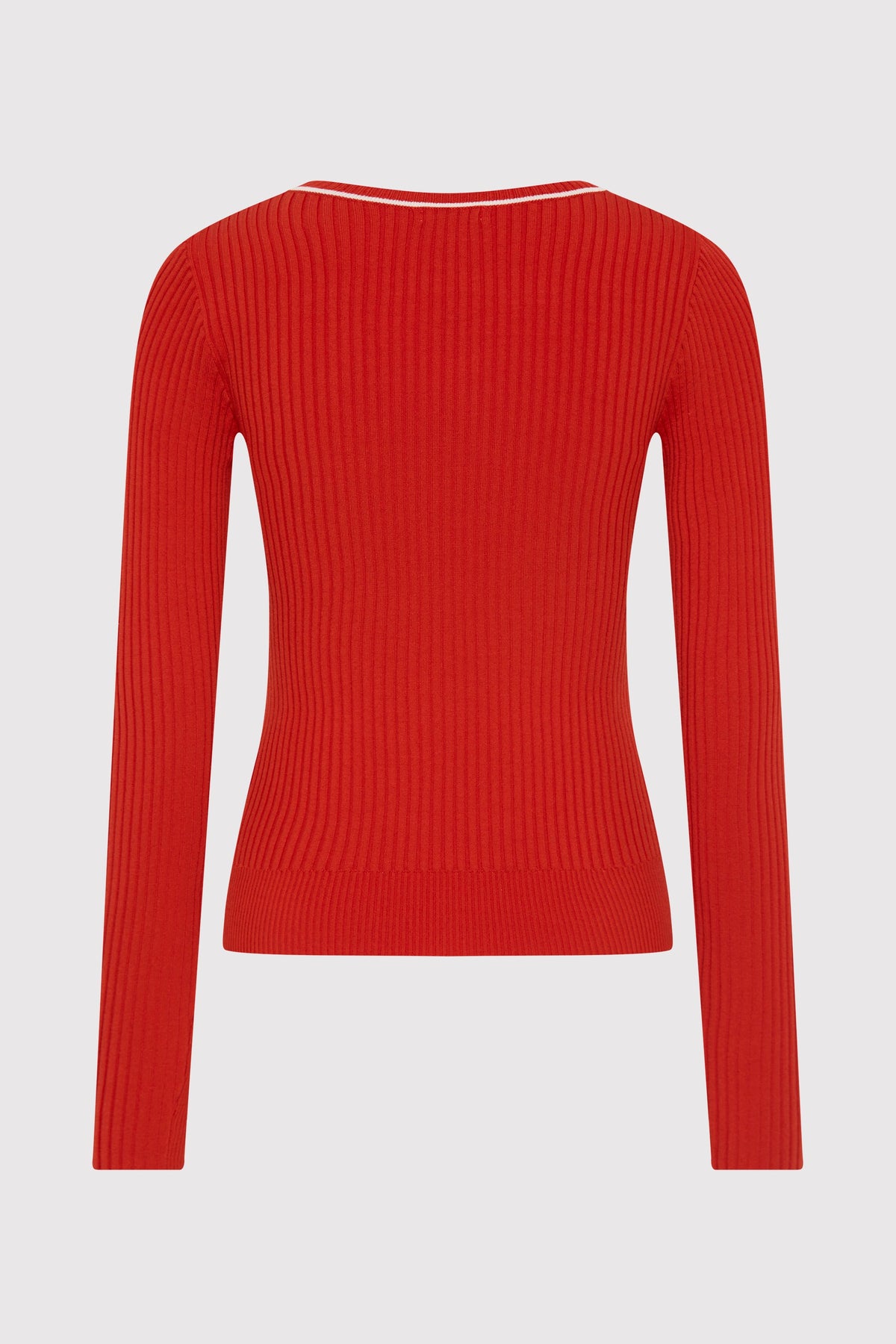 Fine Line Long Sleeve Top - Red / Off White