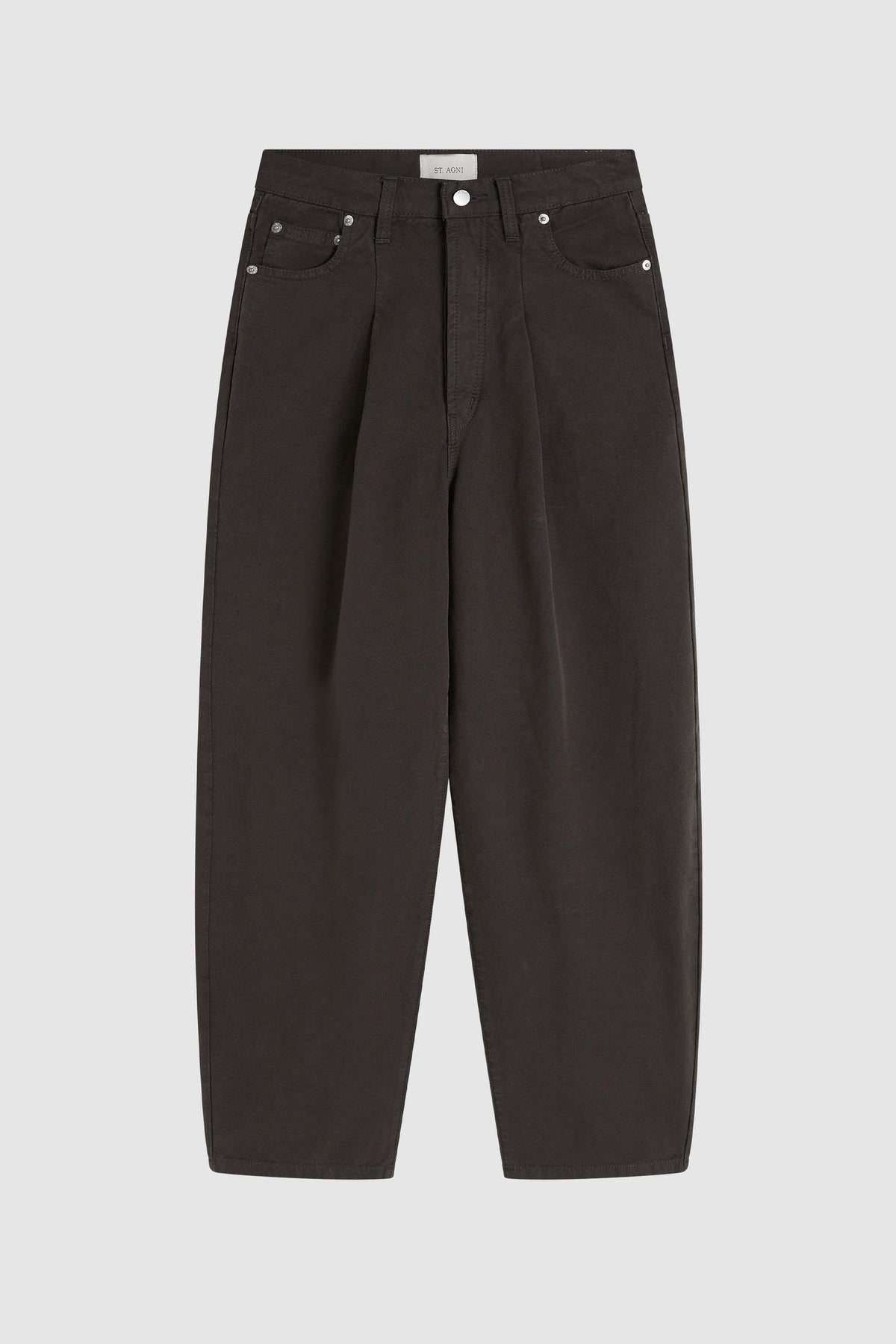 Canvas Mid Rise Barrel Jeans - Ash