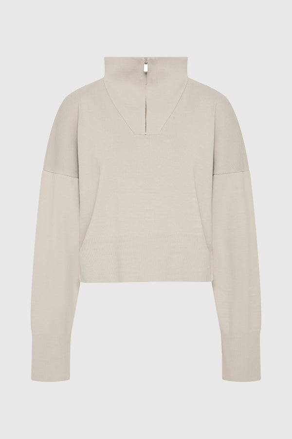 Milano Knit Zip Jumper - Silver