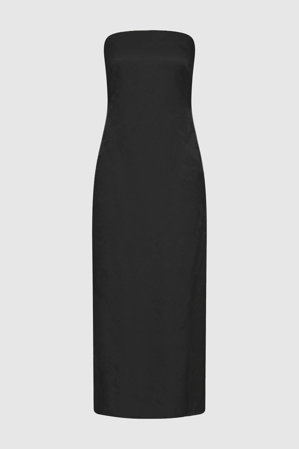 Silk Wool Jacquard Strapless Dress - Black - Ghost