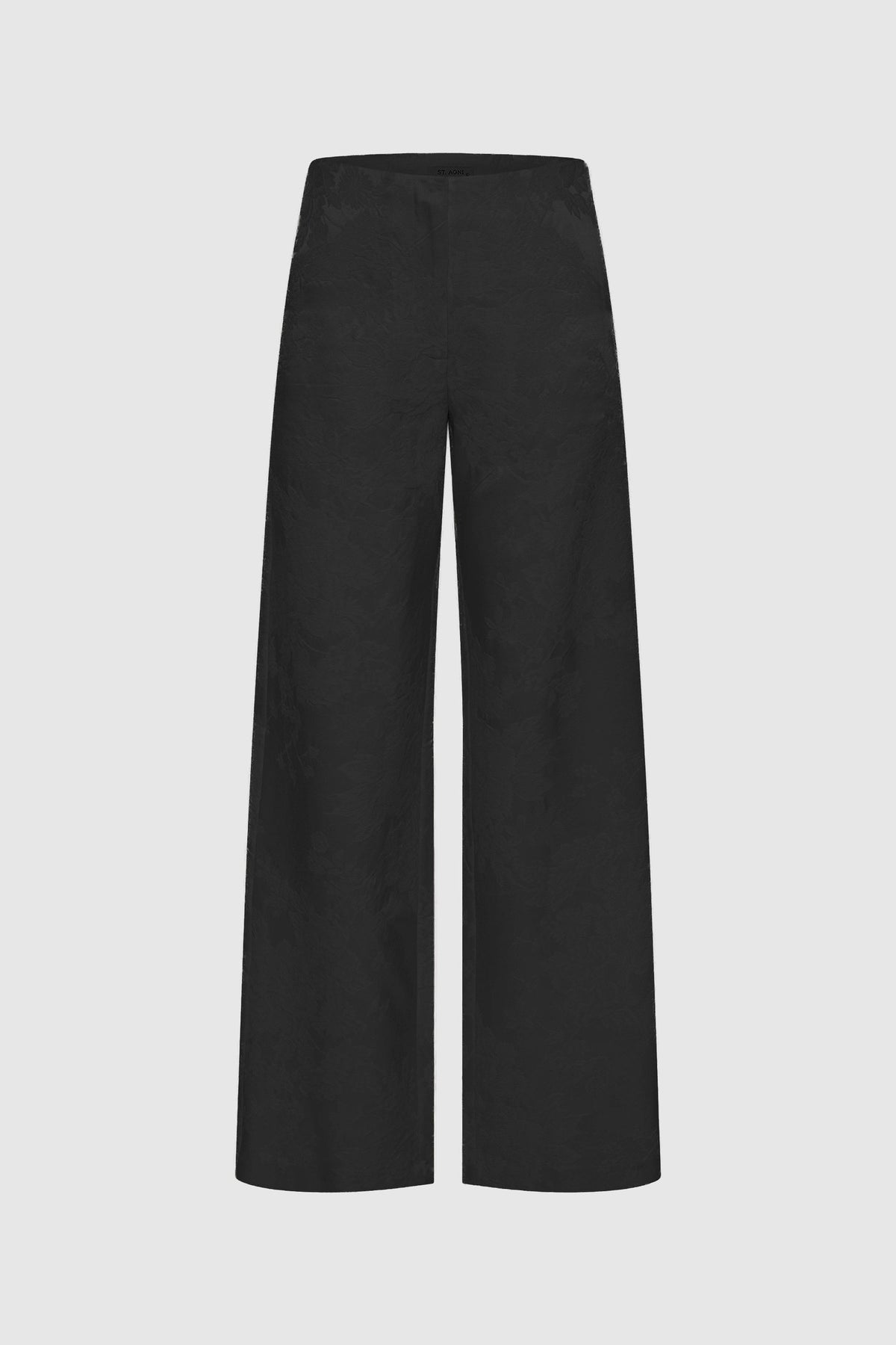 Silk Wool Jacquard Minimal Pants - Black - Ghost