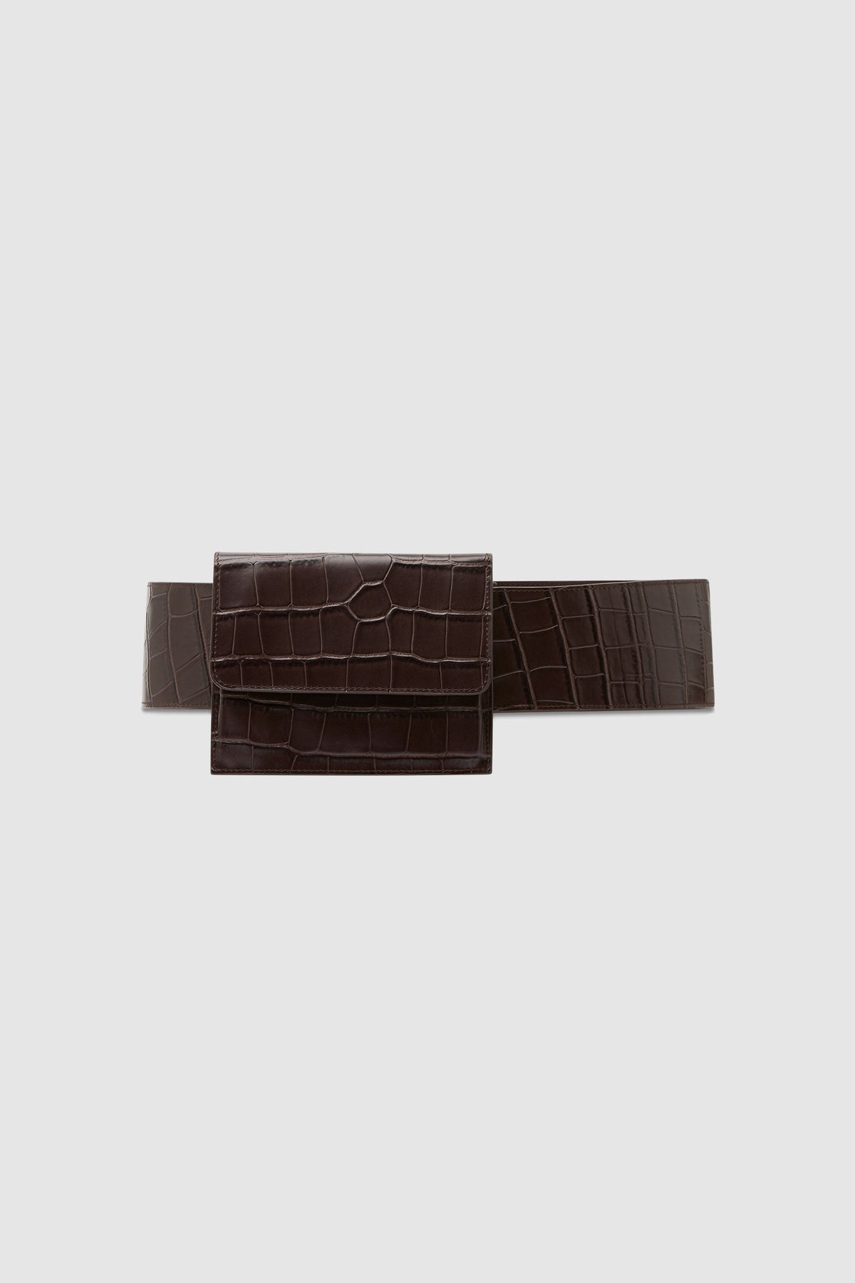 Croc Pocket Belt - Croc Embossed Coffee - Ghost
