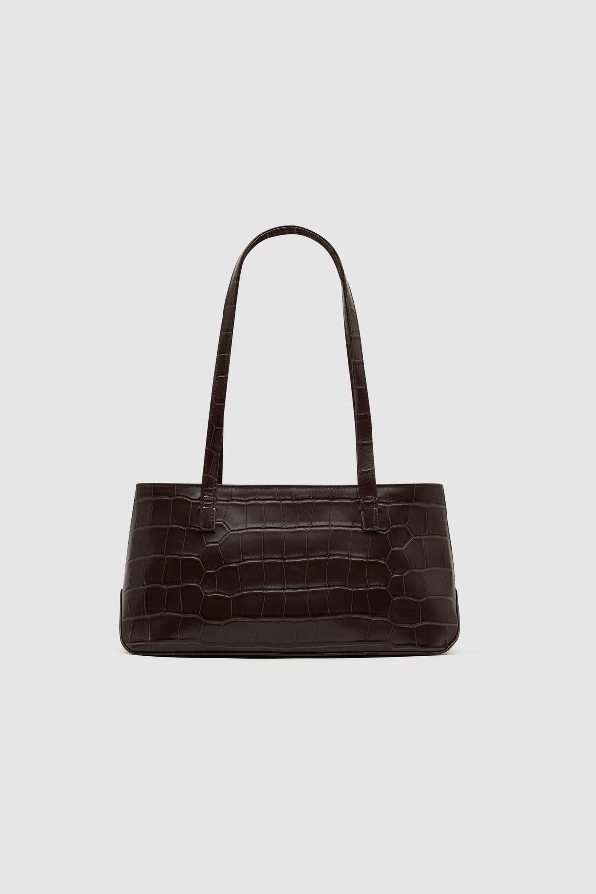 Slim Shoulder Bag - Croc Embossed Coffee - Ghost