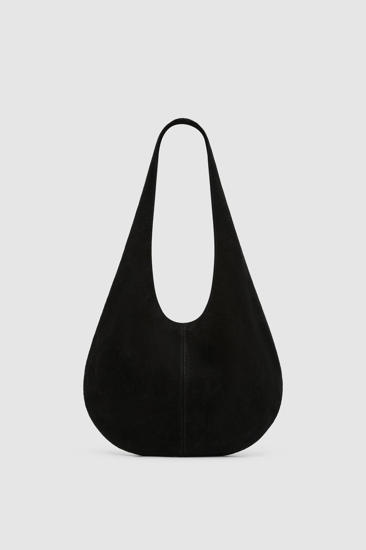 Soft Oval Shoulder Bag - Black Suede - Ghost
