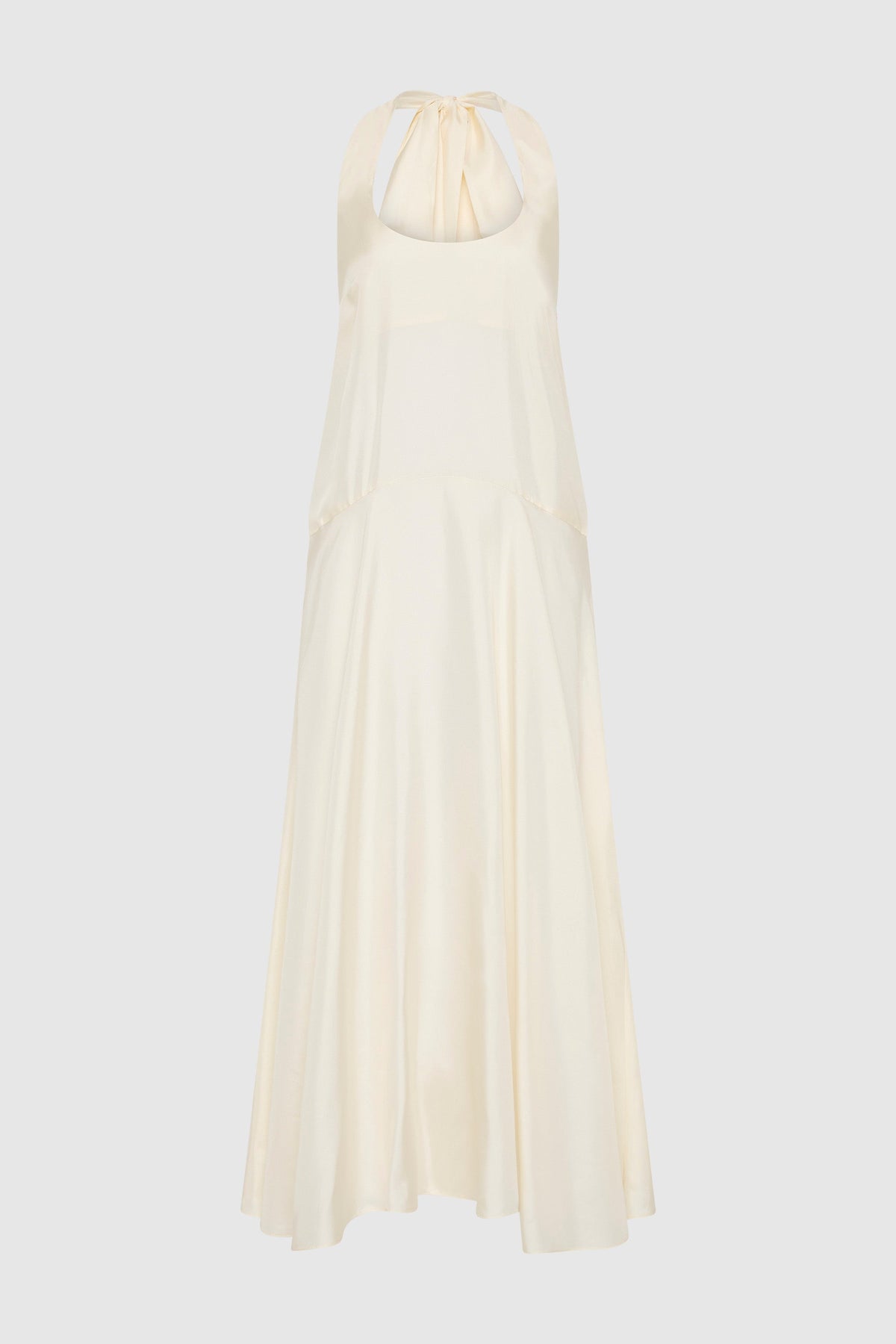 Silk Twill Tassel Halter Dress - Talco - Ghost