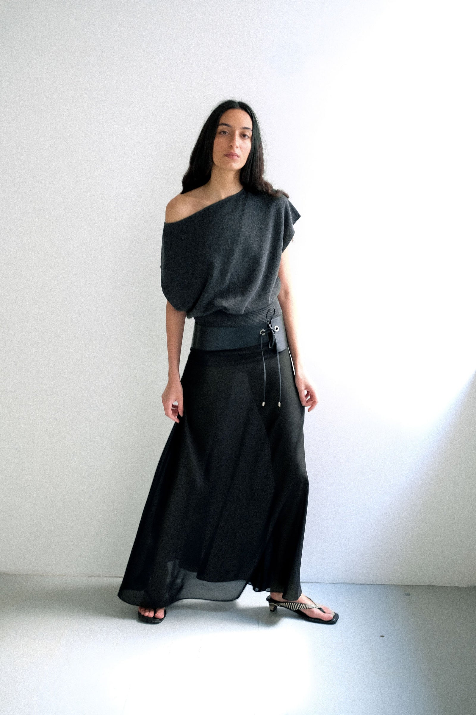 Stretch Silk Bateau Dress - Black
