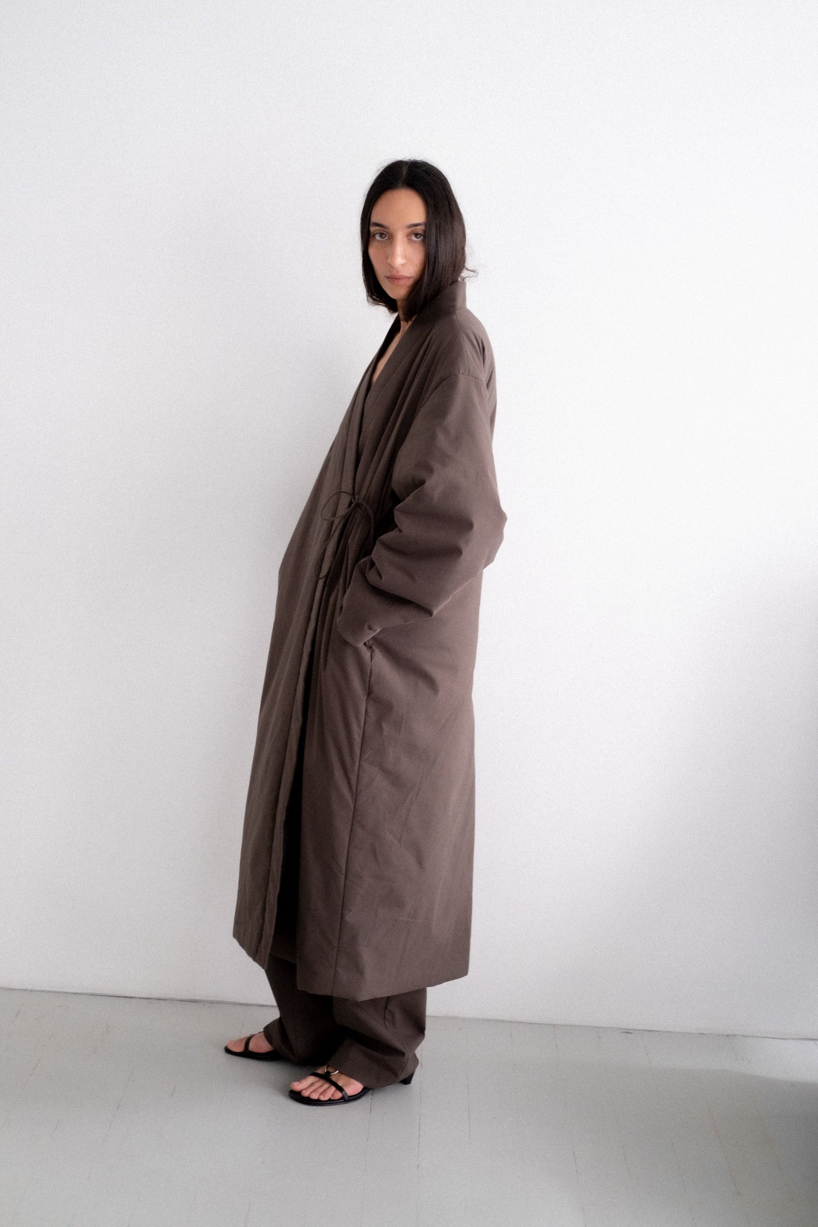 Pillow Wrap Coat - Wood