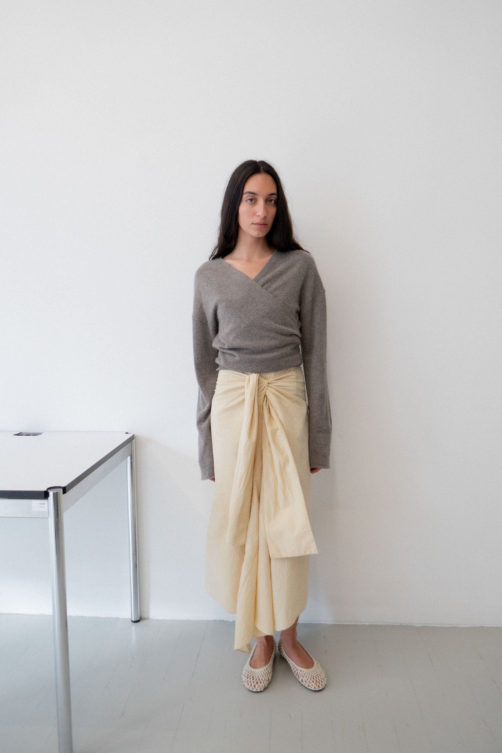 Pinstripe Relaxed Cocoon Dress - Straw