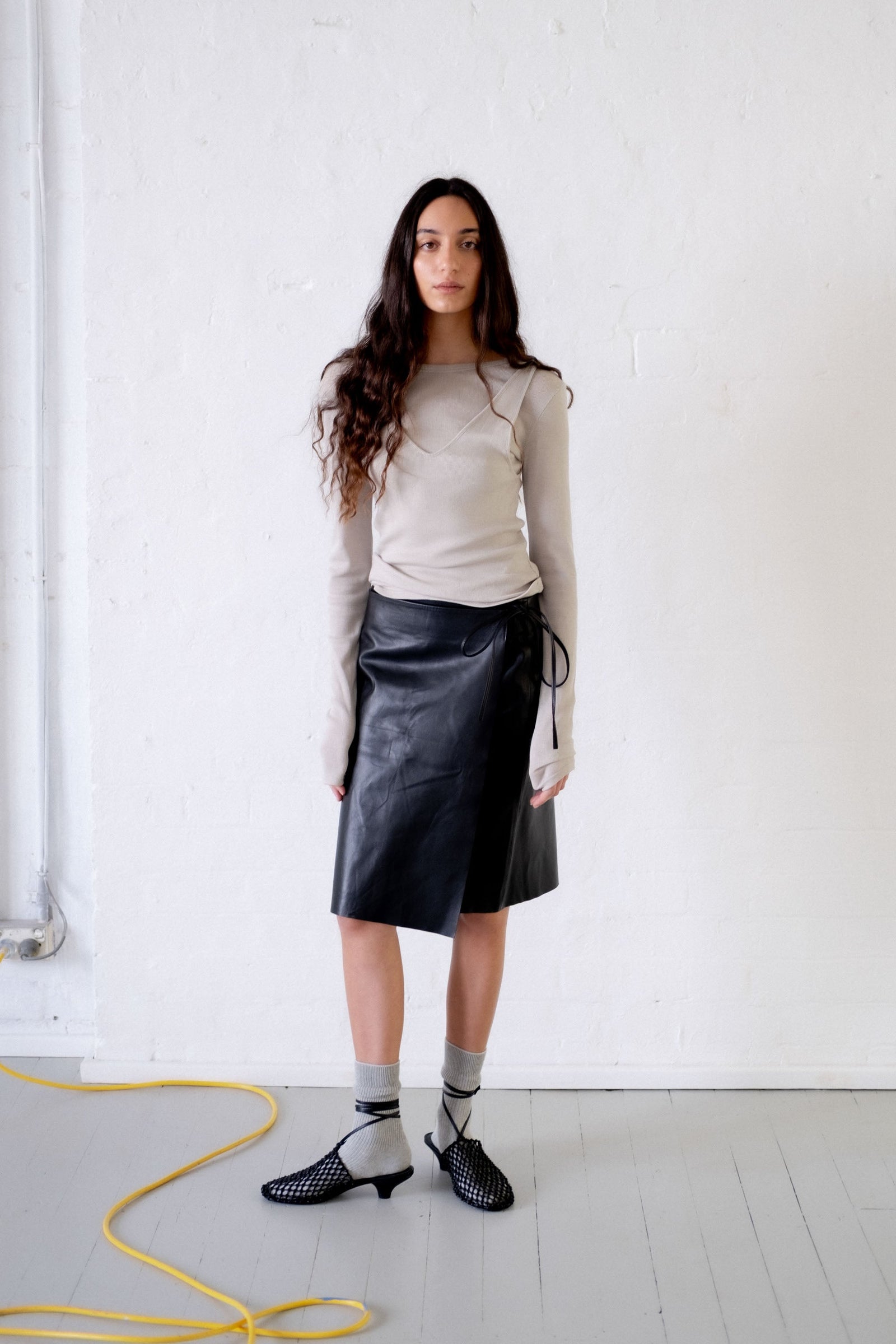 Leather Everyday Wrap Skirt - Black