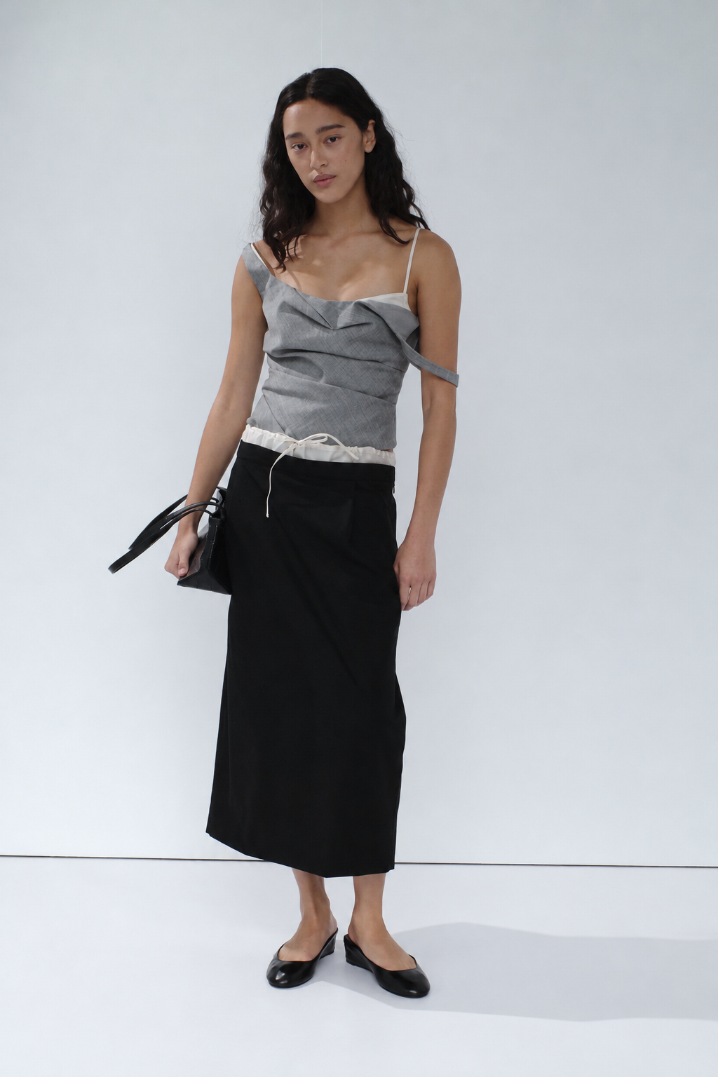 Wool Draped Bodice - Cobblestone