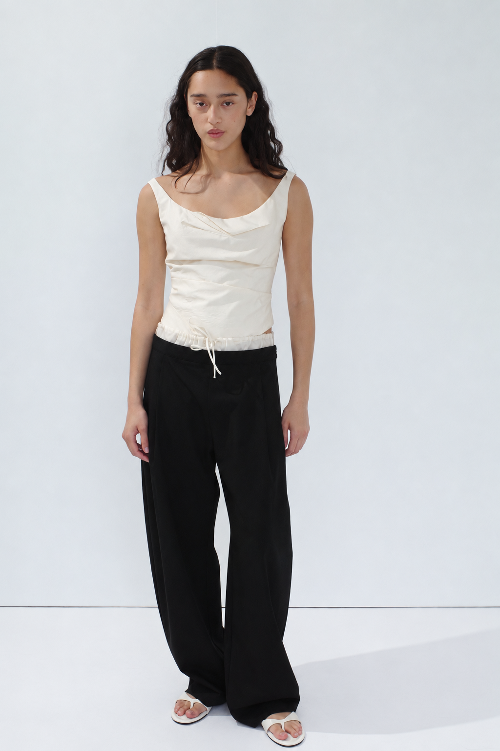 Raw Silk Draped Bodice - Cloud Cream