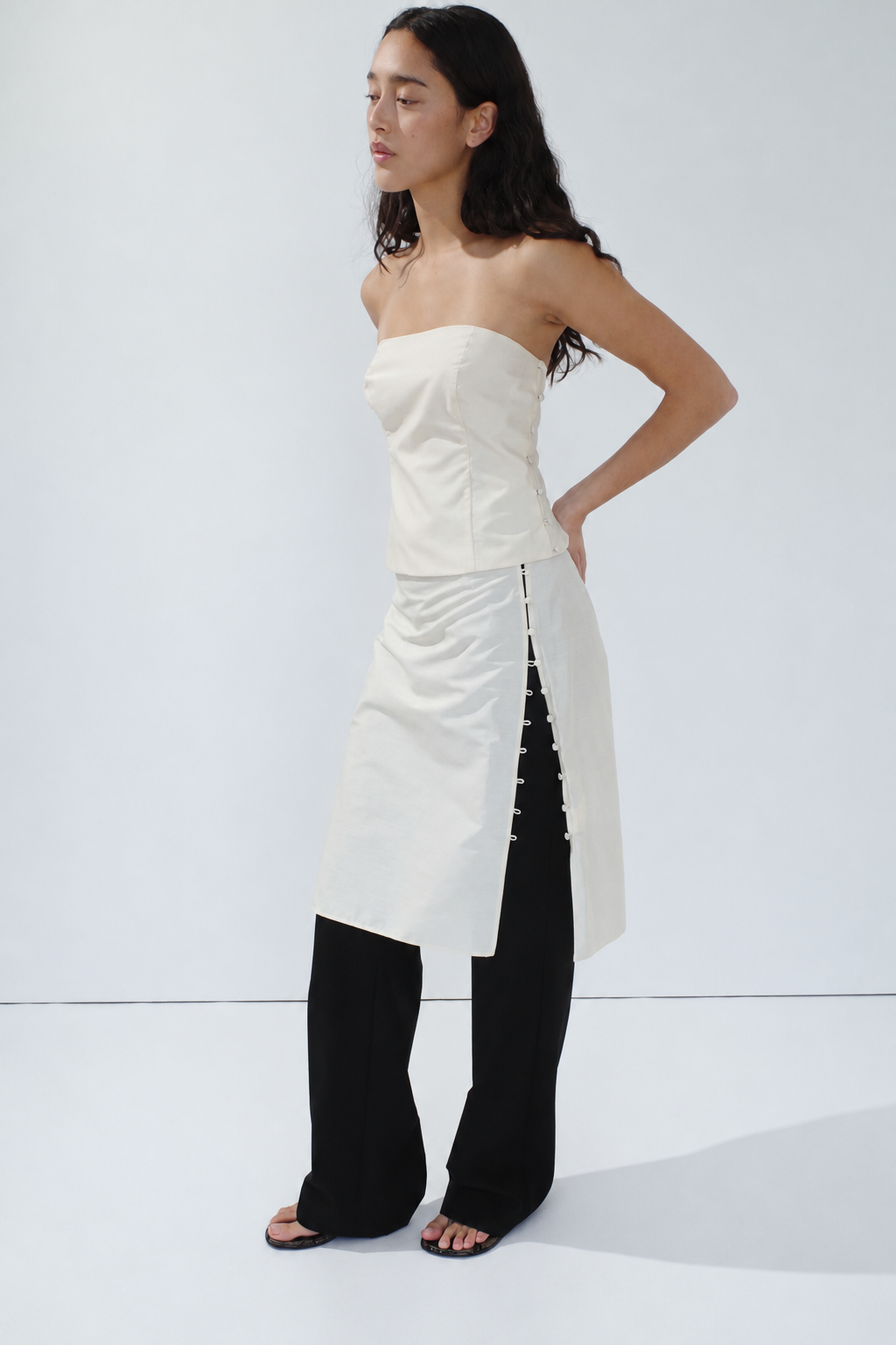 Raw Silk Minimal Bodice - Cloud Cream