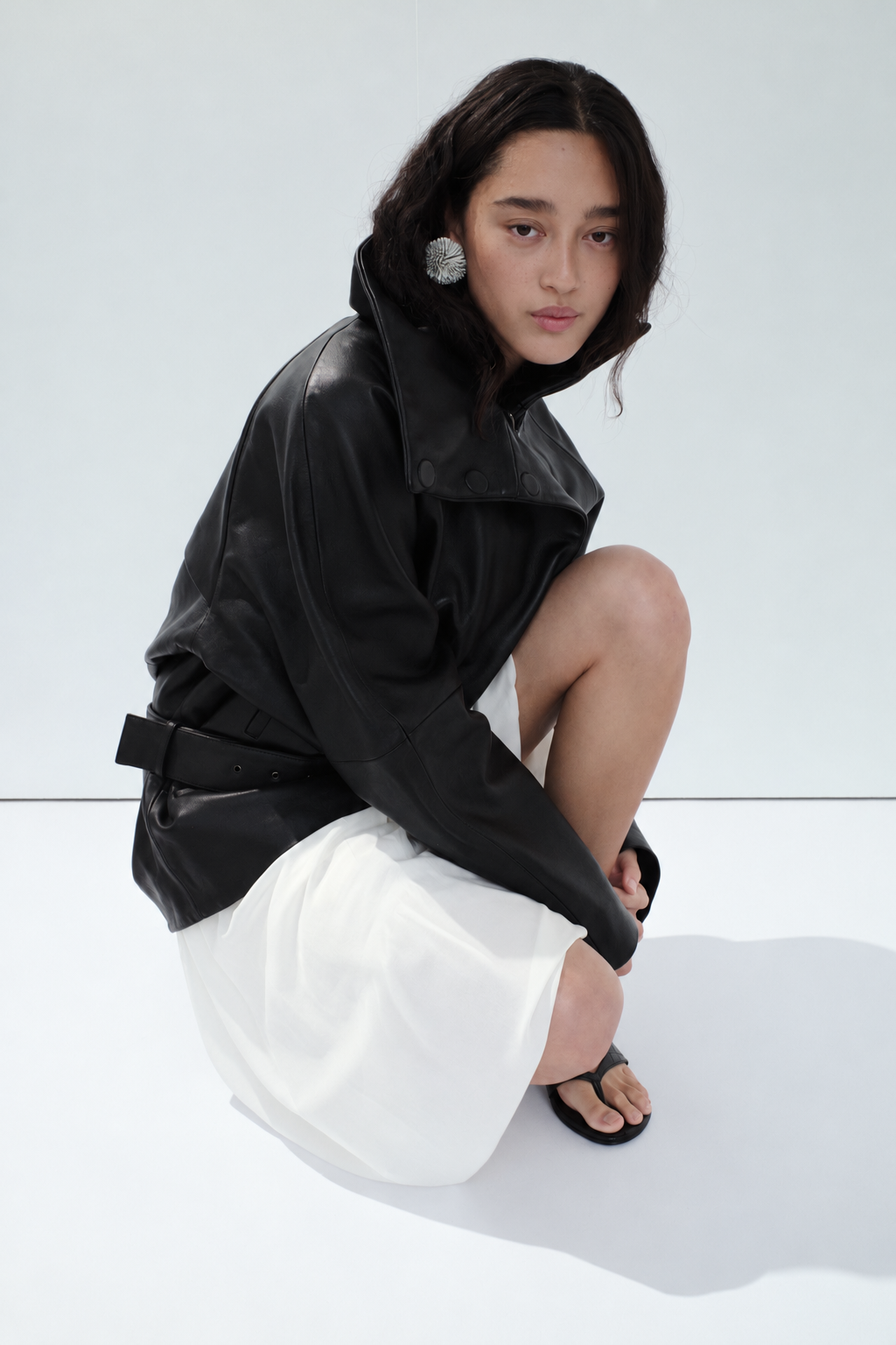 Leather Cinch Jacket - Black
