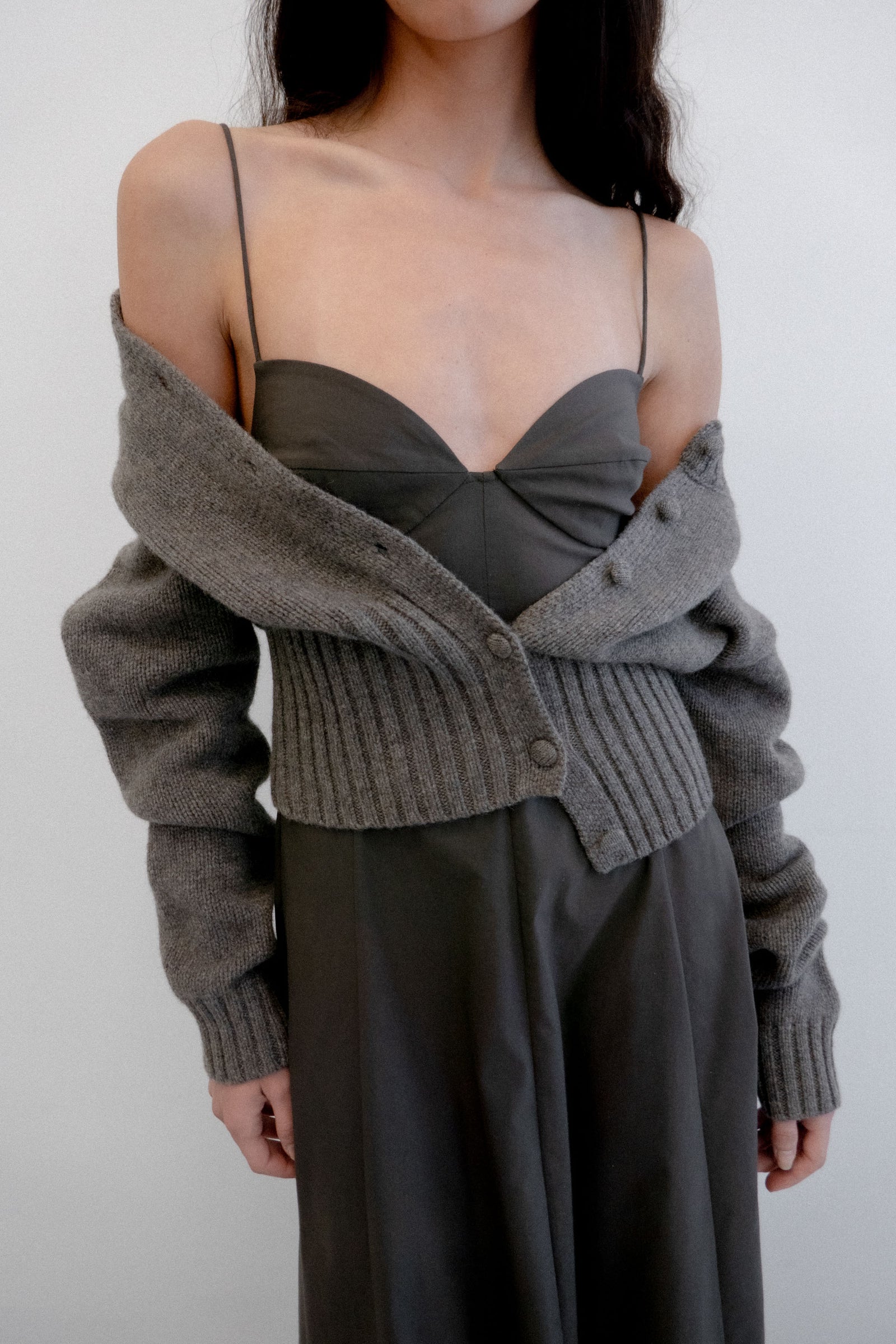 Wool Cardigan - Taupe Melange