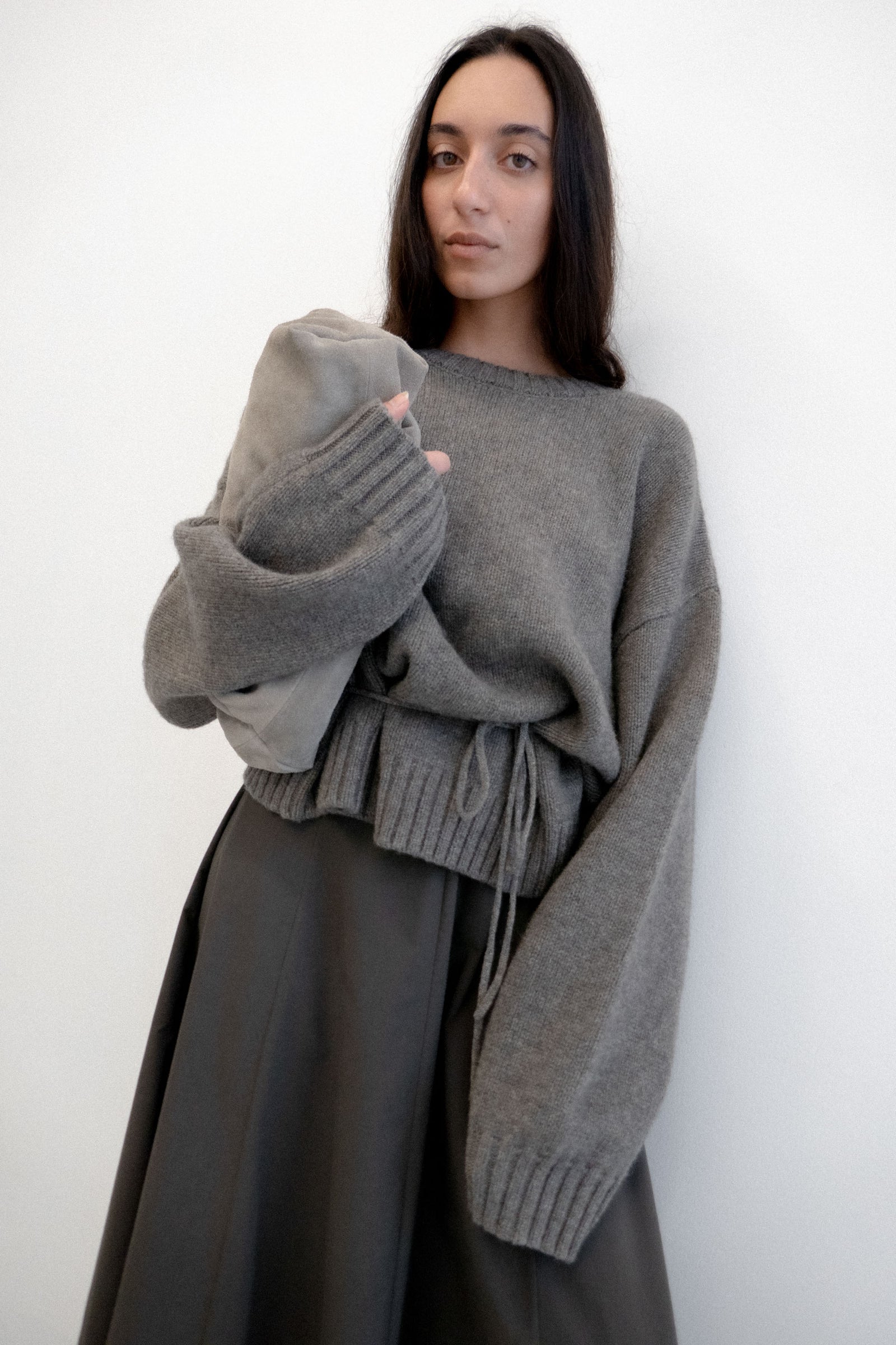 Wool Crew Neck Jumper - Taupe Melange
