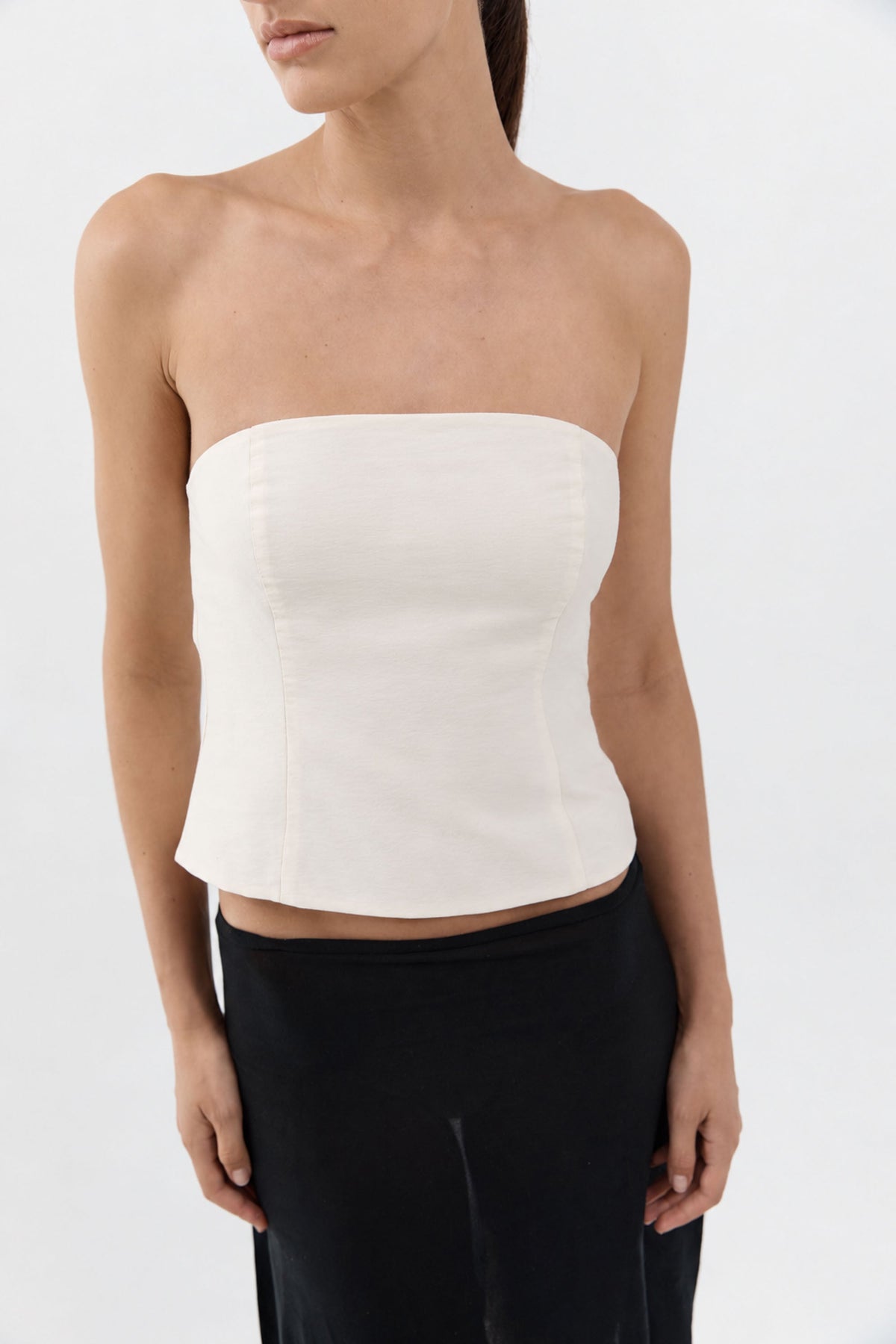 Raw Silk Minimal Bodice - Cloud Cream