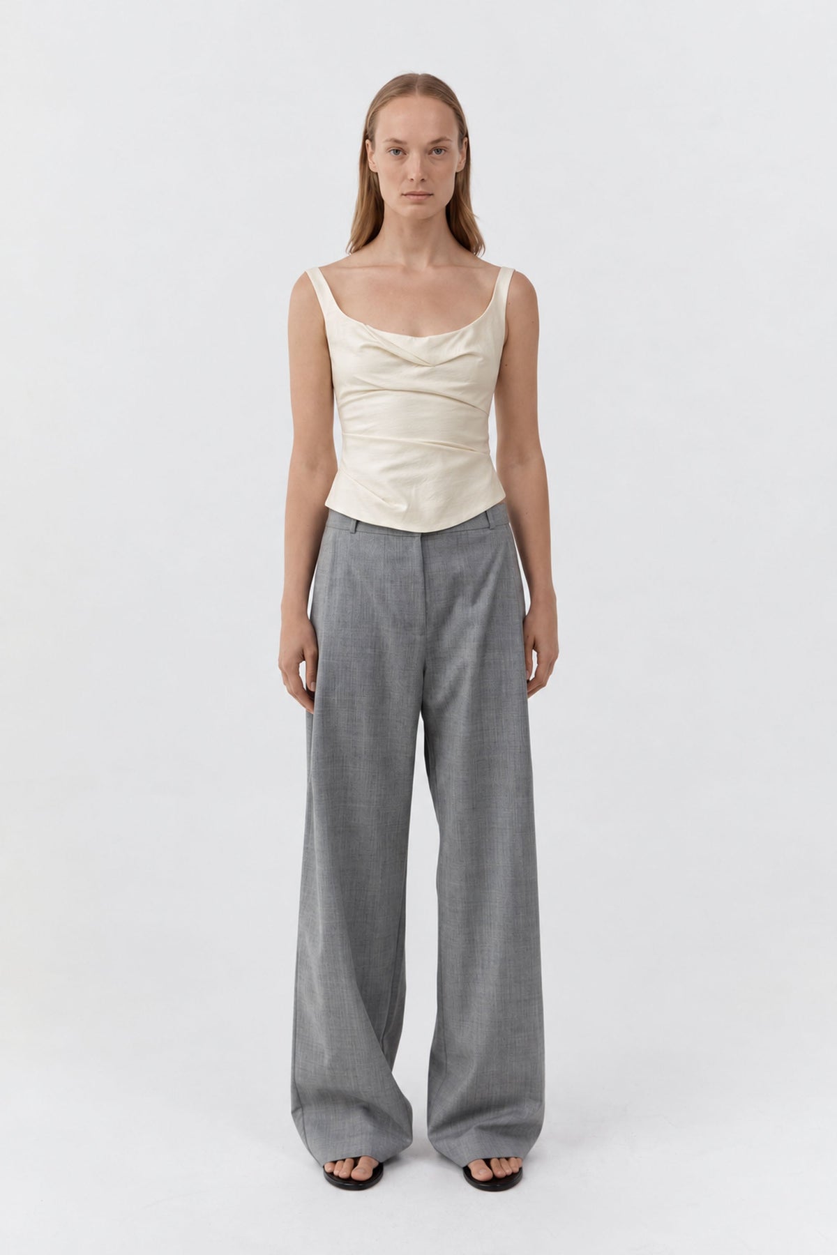 Raw Silk Draped Bodice - Cloud Cream