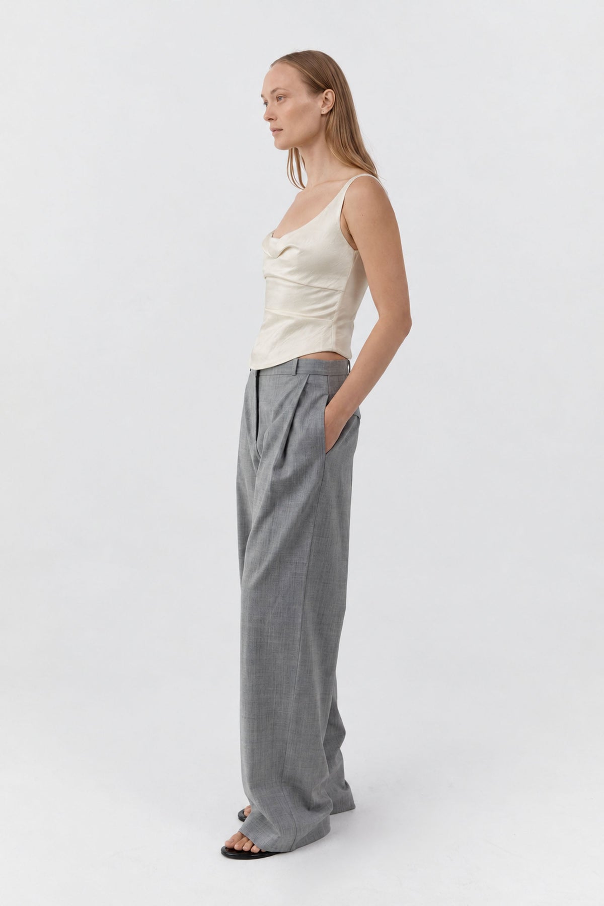 Raw Silk Draped Bodice - Cloud Cream