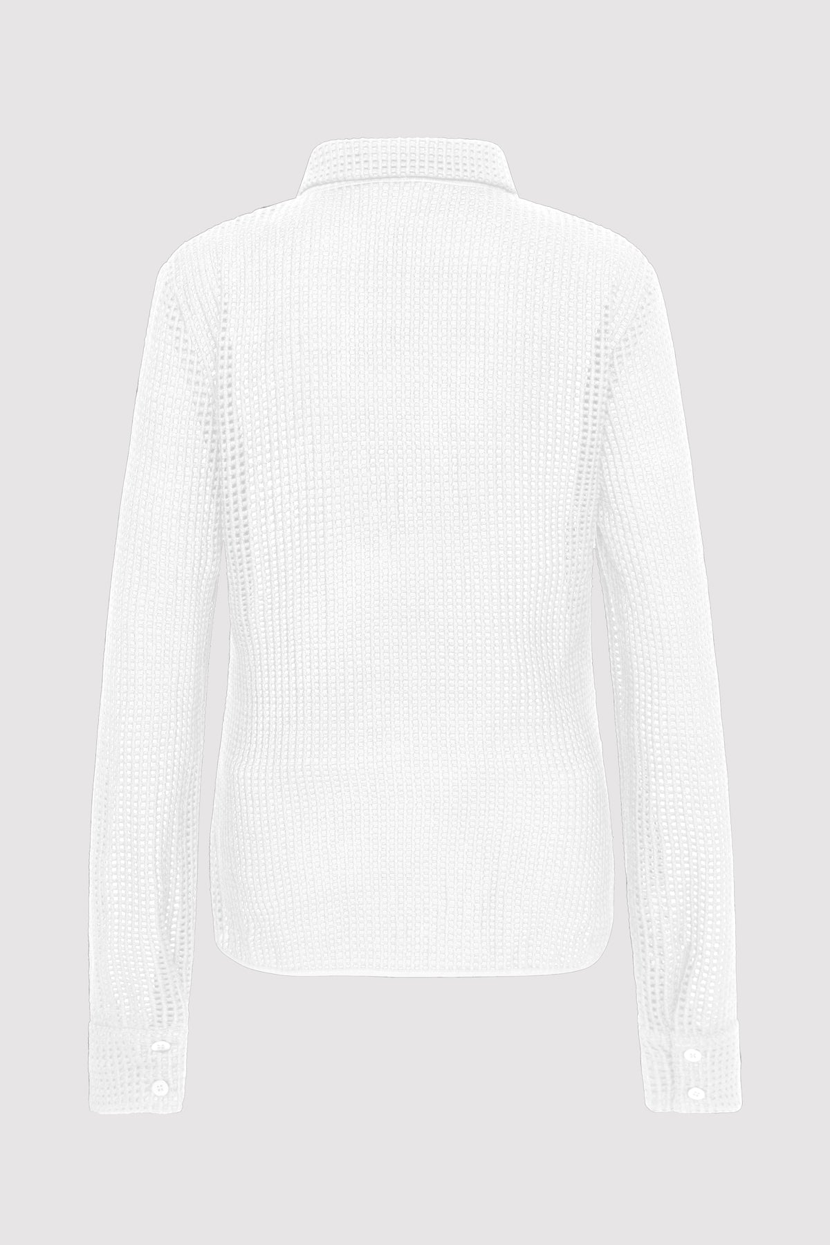 Fitted Cotton Grid Shirt - White