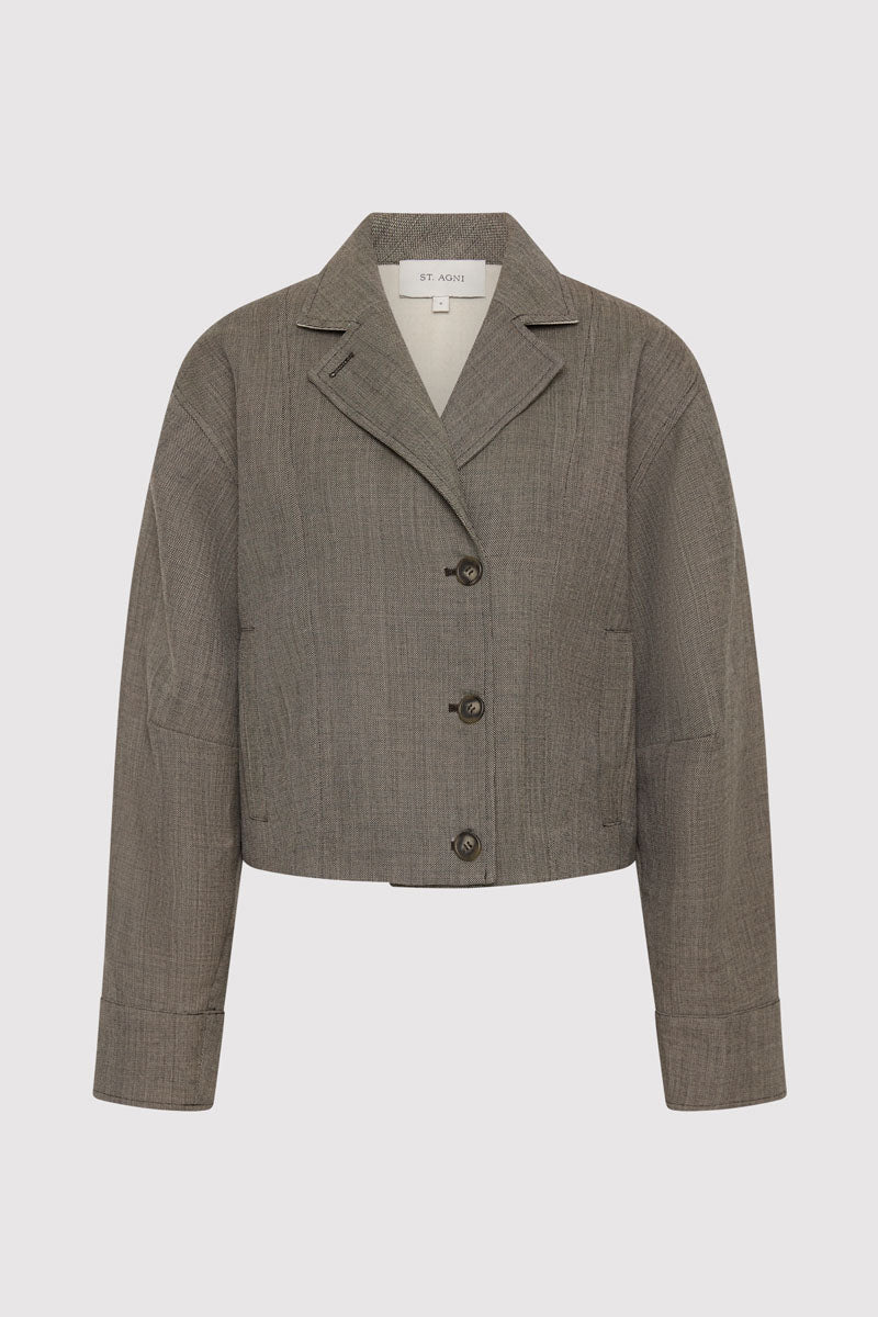 Wool Cocoon Bomber - Parquetry