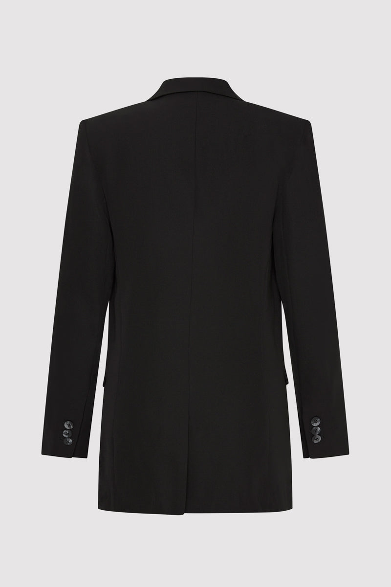 Wool Double Layer Blazer - Black