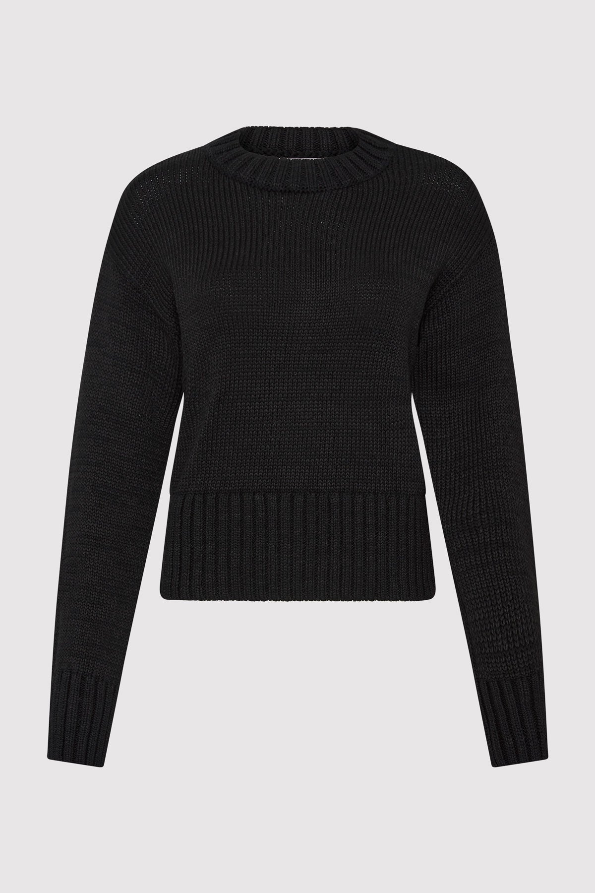 Linen Silk Blend Jumper - Black